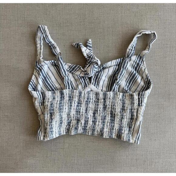 Hollister Striped Tie Front Bralette Crop Top Blue White Size Small - Picture 3 of 5